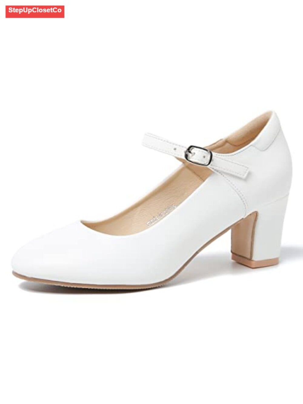 Mary Jane Pumps Round Toe Chunky Block Heel Cushioned Insole Buckle Strap